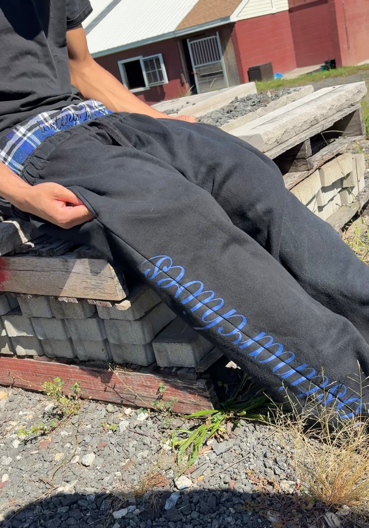 blue boxer sweats