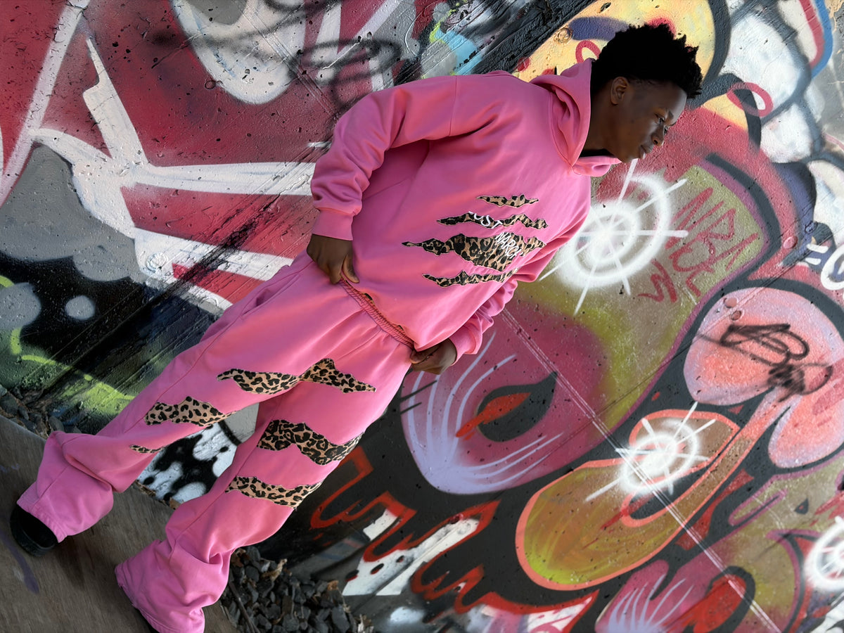 pink cheetah print sweat suit