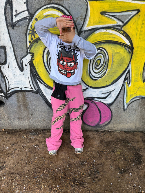 pink cheetah print sweat pants
